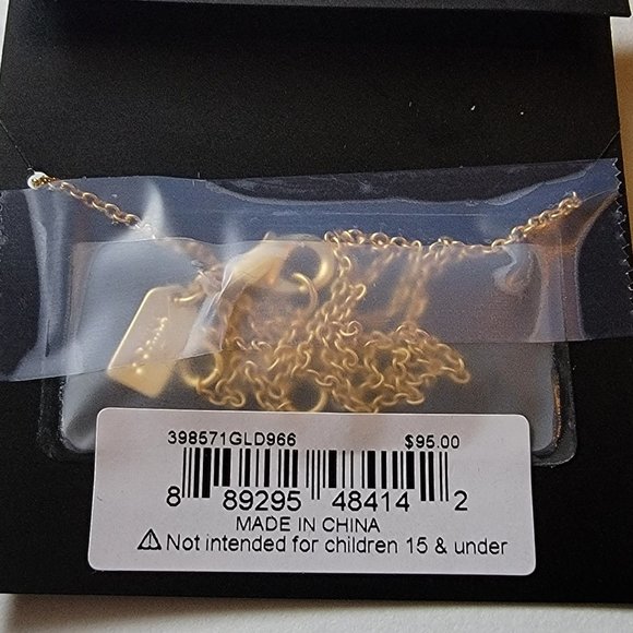 Coach Signature Quilted C Tag Enamel Pendant Necklace - Picture 7 of 7